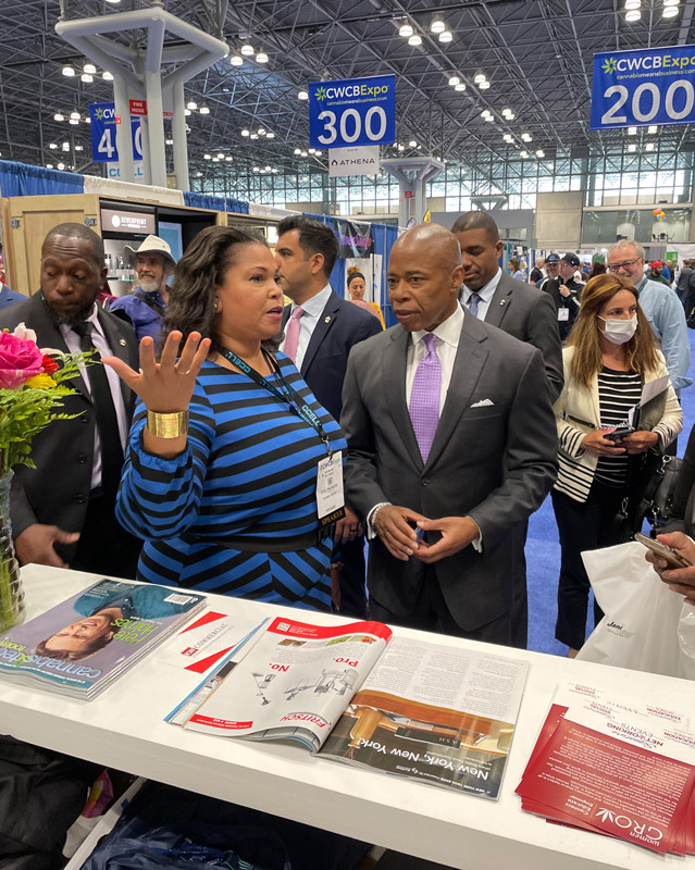 Gia Morón with NYC Mayor Eric Adams, at the Women's Pavilion, CWCBExpo 2022