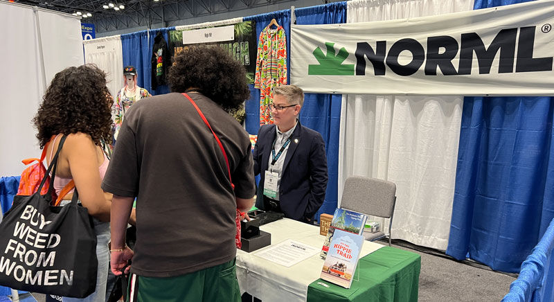 NORML exhibit booth with JM Pedini, at CWCBExpo NY, 2023