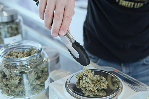 Weighing Cannabis Flower